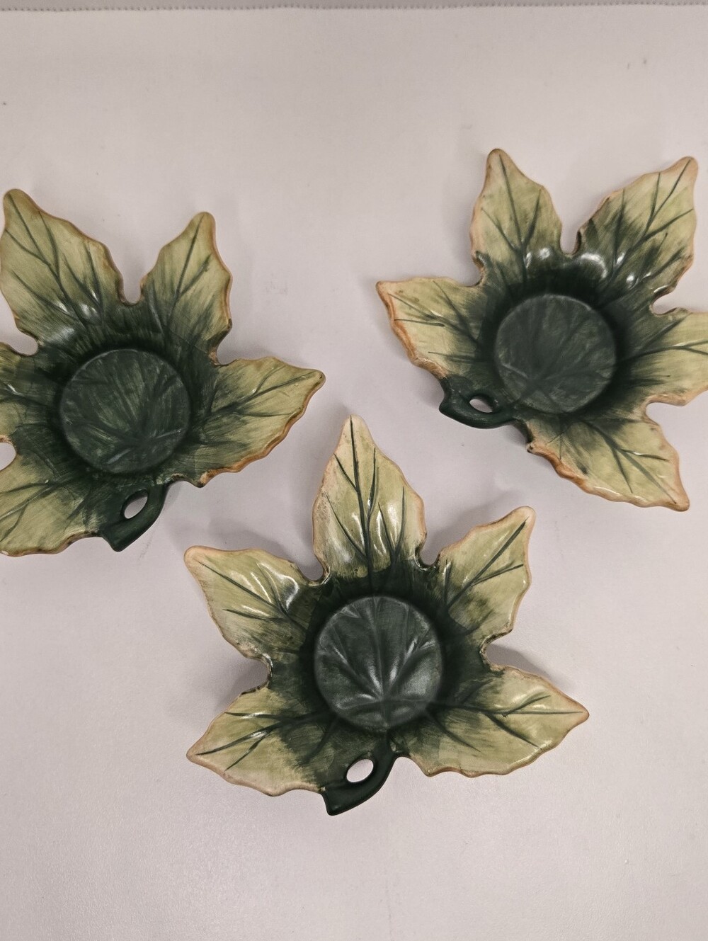 Yankee Candle Co. Maple Leaf Green Tealight Holder, Set Of 3 Ceramic